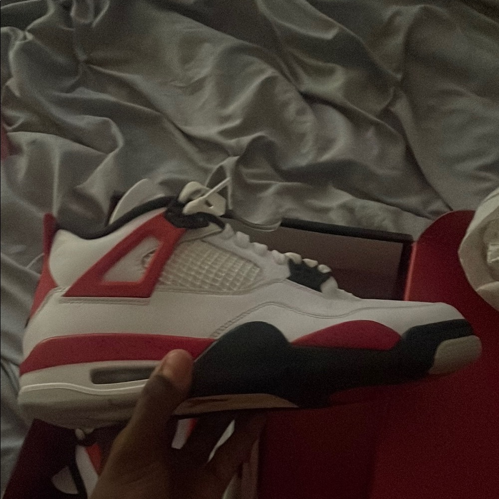 Jordan White and Red Men's Sneakers - Picture 2 of 4